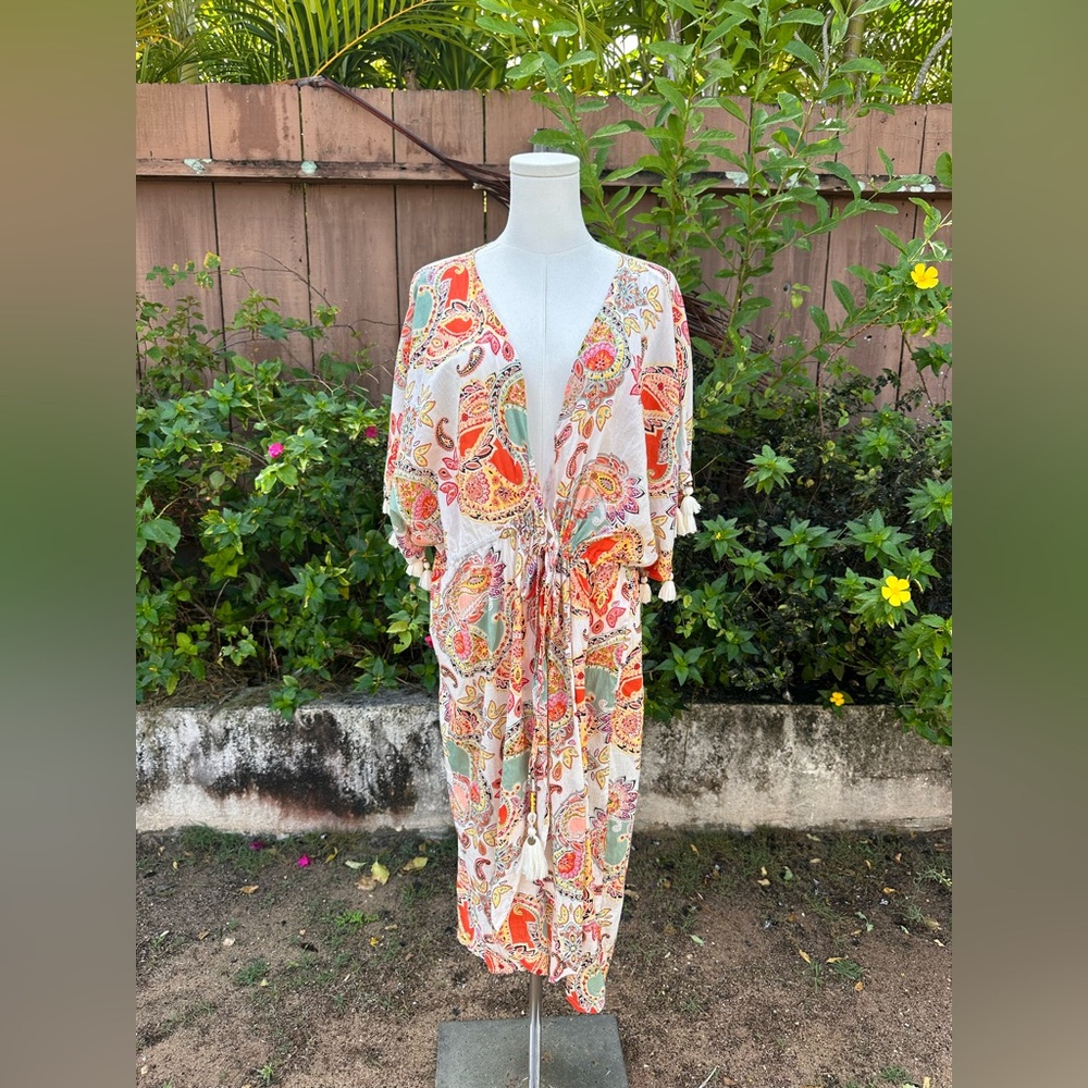 True Destinations Paisley Print Kaftan Size M